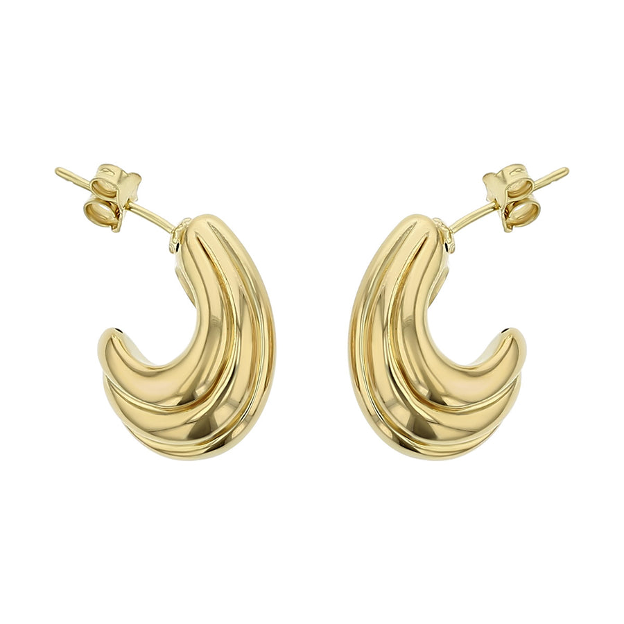 14K Yellow Gold Hollow J-Hoop Earrings