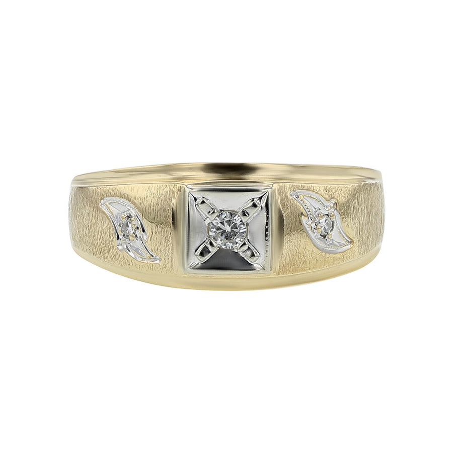 Retro Mens Gold 3-Stone Diamond Band Ring