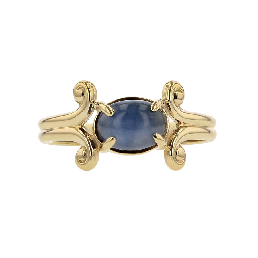 14K Yellow Gold Cabochon Star Sapphire Ring