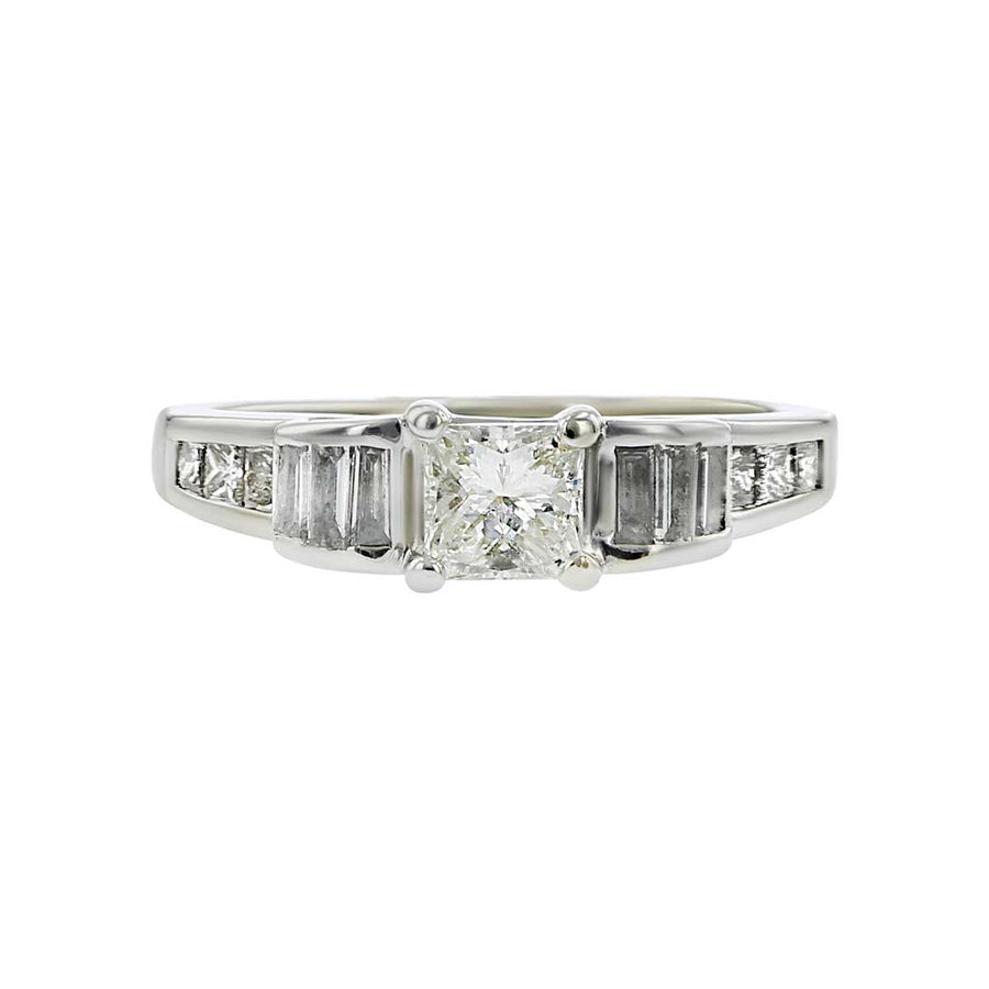 14K White Gold Princess-Cut Diamond Engagement Ring