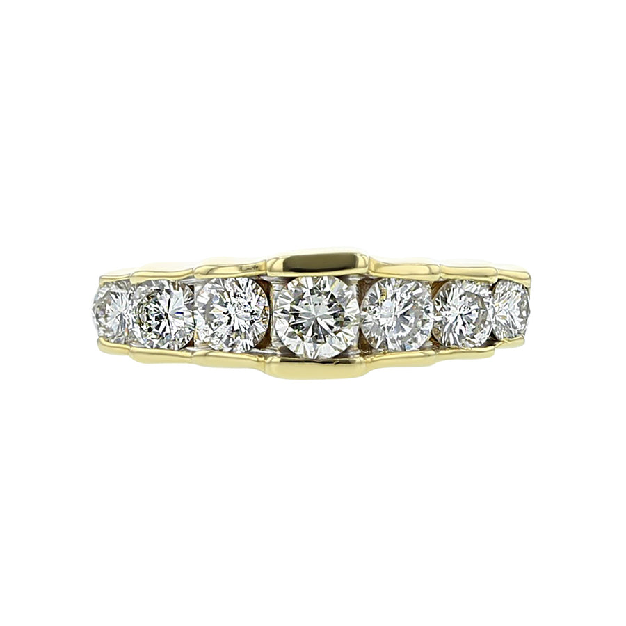 14K Yellow Gold Bezel-Set Ring with Graduated Diamonds