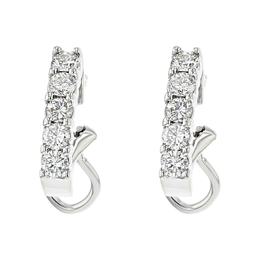 18K White Gold Loop-Style Diamond Earrings