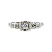 14K White Gold Diamond 5-Stone Engagement Ring