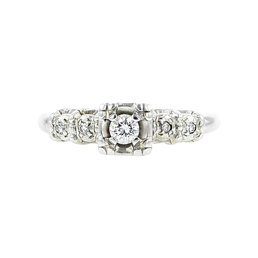 14K White Gold Diamond 5-Stone Engagement Ring