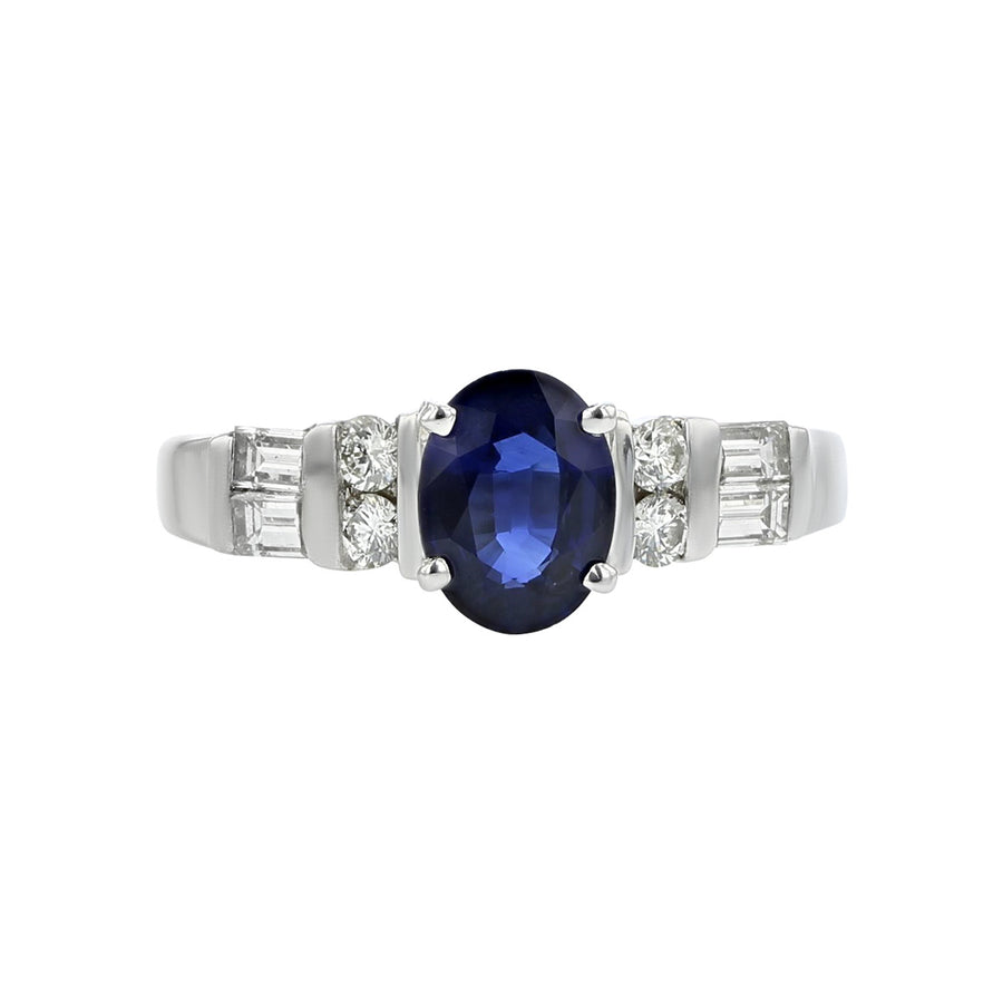 1.14-Carat Oval Blue Sapphire and Diamond Ring