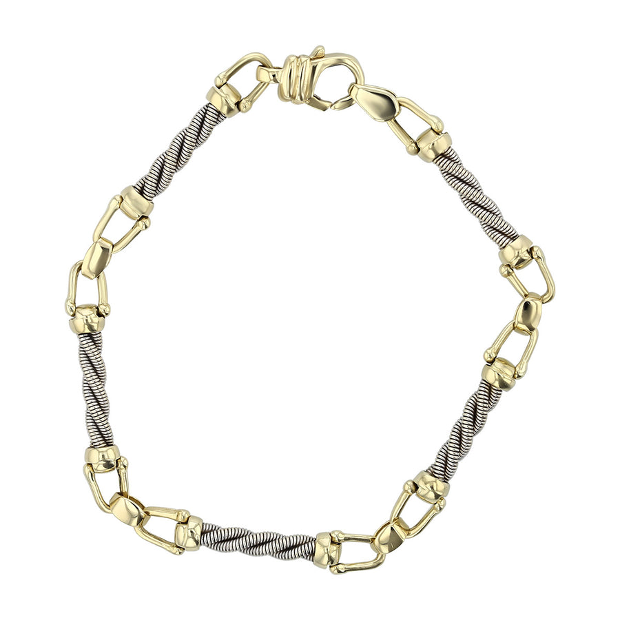 Two-Tone 14K Gold Twist Rope Link Bracelet