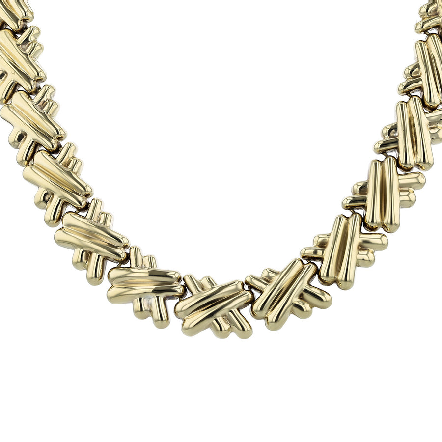 14K Gold X Crossover Link 16-Inch Necklace