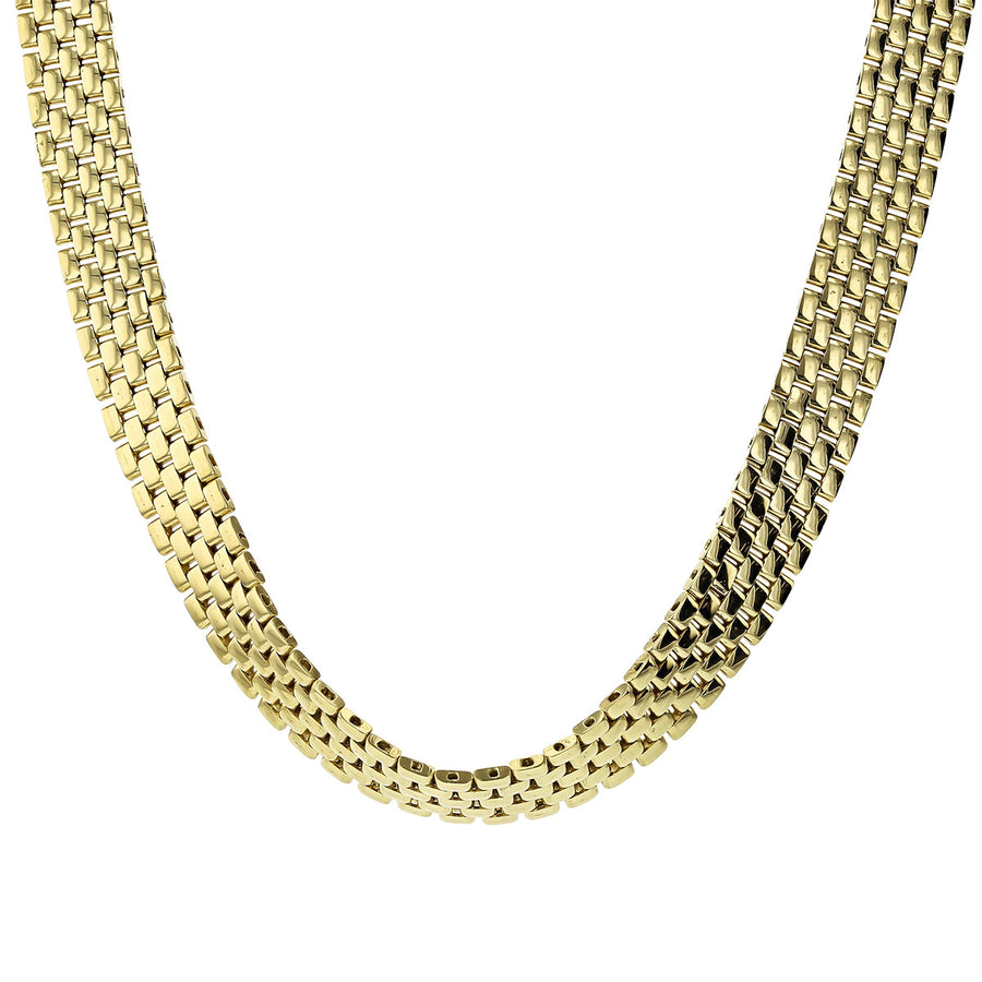 14K Gold Polished Brick Mesh 16-Inch Necklace