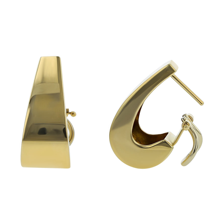 14K Yellow Gold J-Hoop Earrings