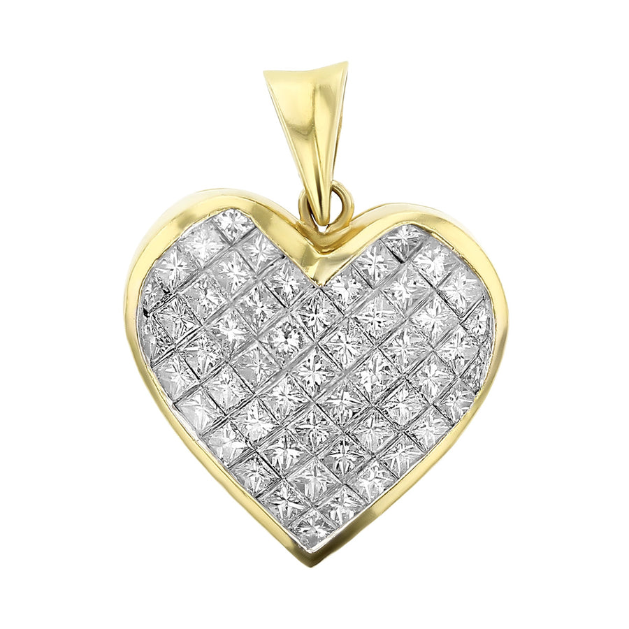 Princess cut diamond heart pendant Clearance