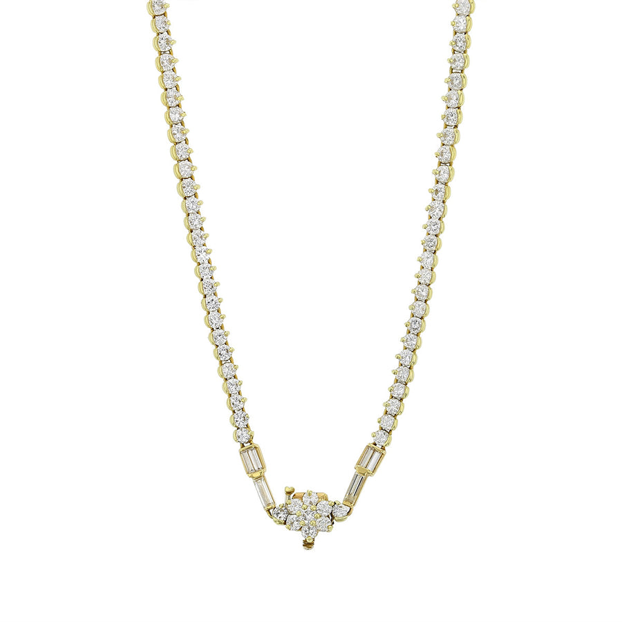 8.90-Carat Diamond Riviera Necklace with Flower Clasp