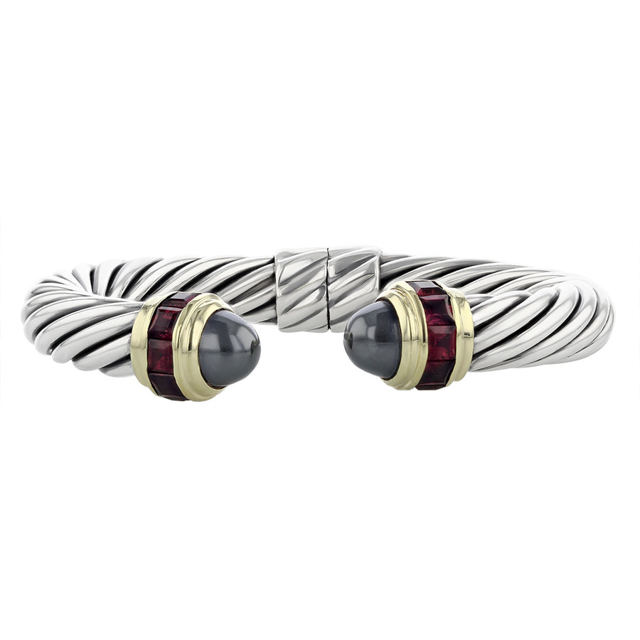 David Yurman Hematite Garnet Cable Classic Cuff