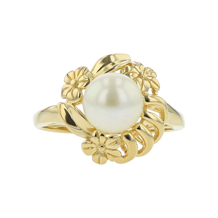Cultured Pearl 14K Yellow Gold Flower Ring