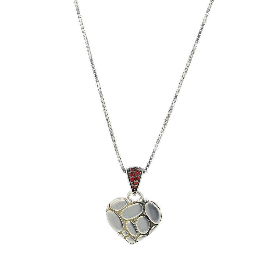 John Hardy Sterling Silver Kali Lava Boxed Heart Pendant Necklace