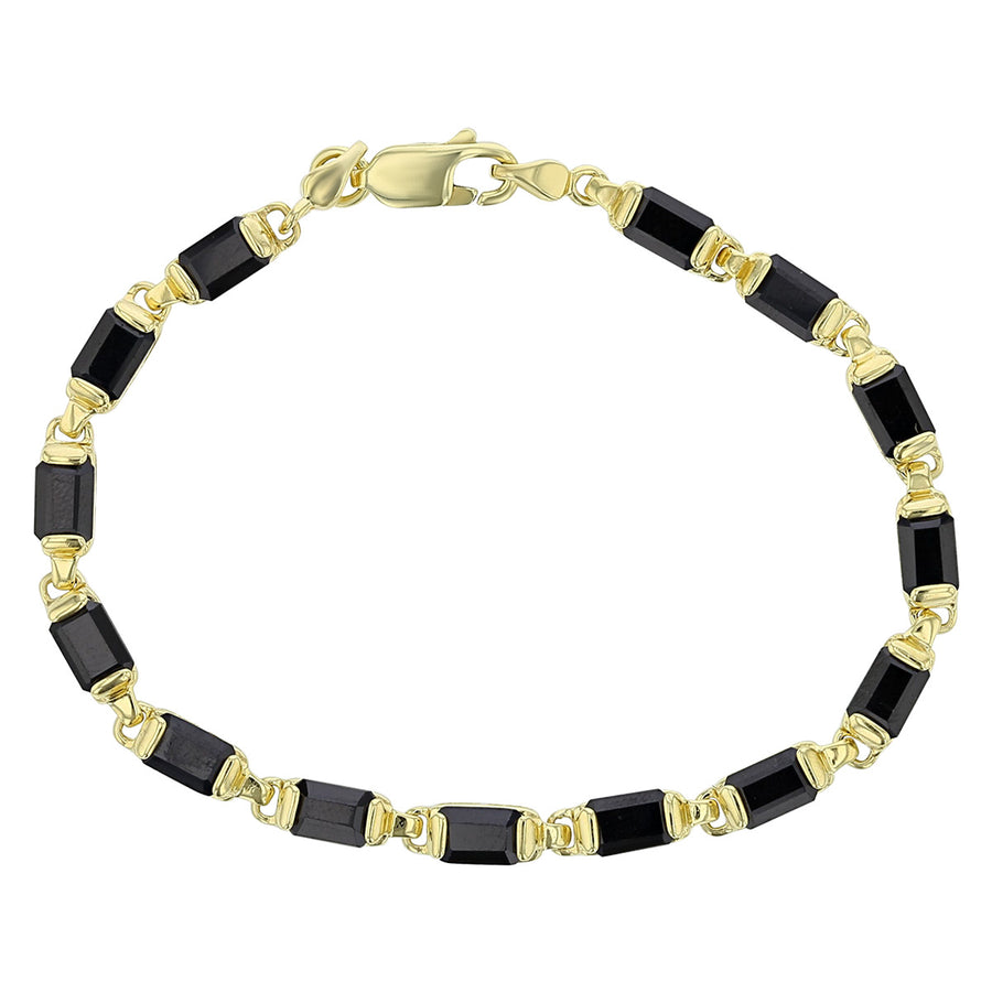 14K Yellow Gold and Black Stone Flexible Bracelet
