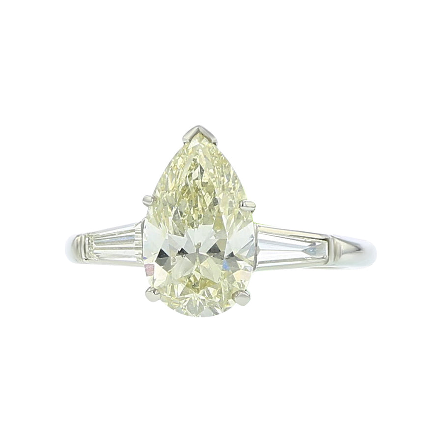 Platinum Pear Shape Diamond 3-Stone Engagement Ring