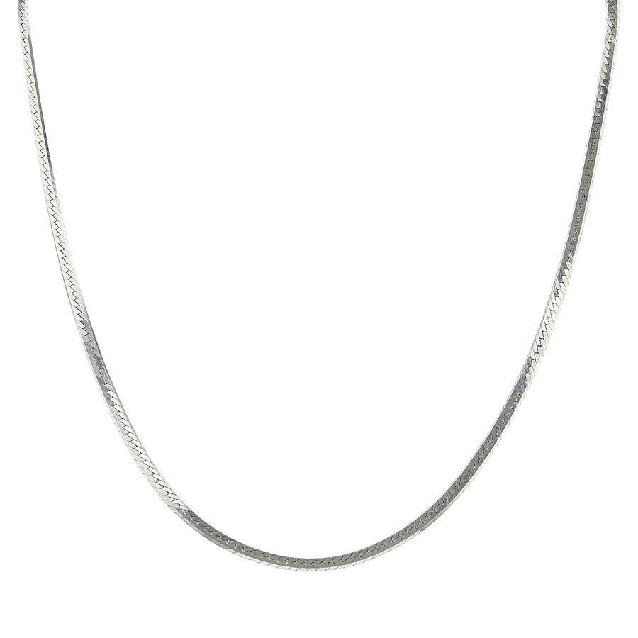 14K White Gold Flat Chain Necklace
