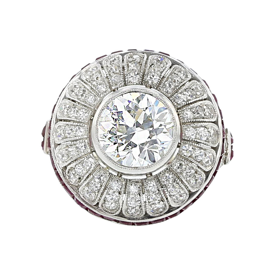 Platinum Diamond and Ruby Ballerina Ring