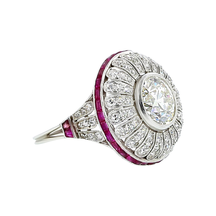 Platinum Diamond and Ruby Ballerina Ring