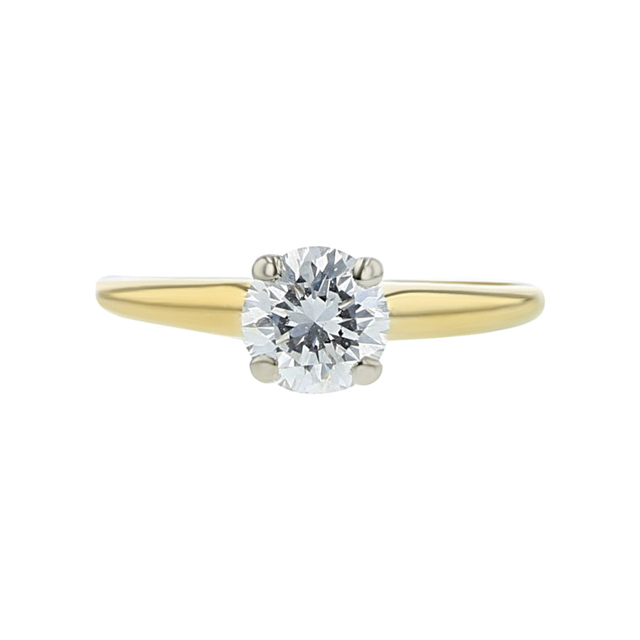 18K Yellow and White Gold Solitaire Diamond Engagement Ring