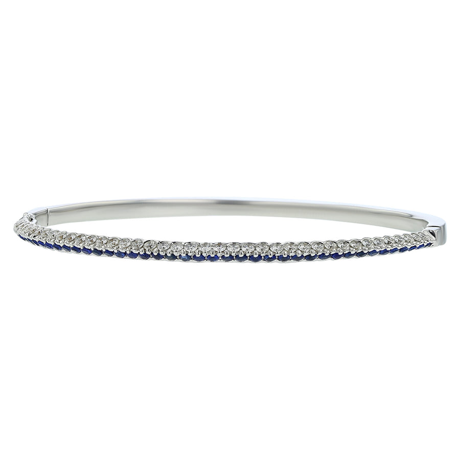 Miiori 18K White Gold Sapphire and Diamond Bangle
