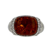 Judith Ripka Silver Amber and Cubic Zirconia Ring