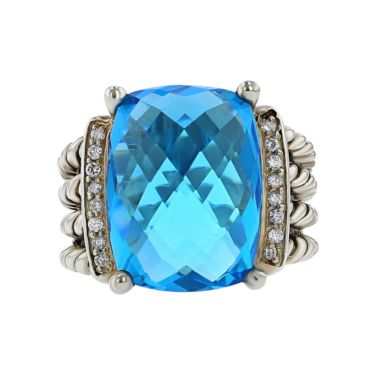 DY weathon ring with blue tapoz and top diamond