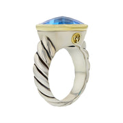David Yurman Noblesse Ring with Blue Topaz and Gold