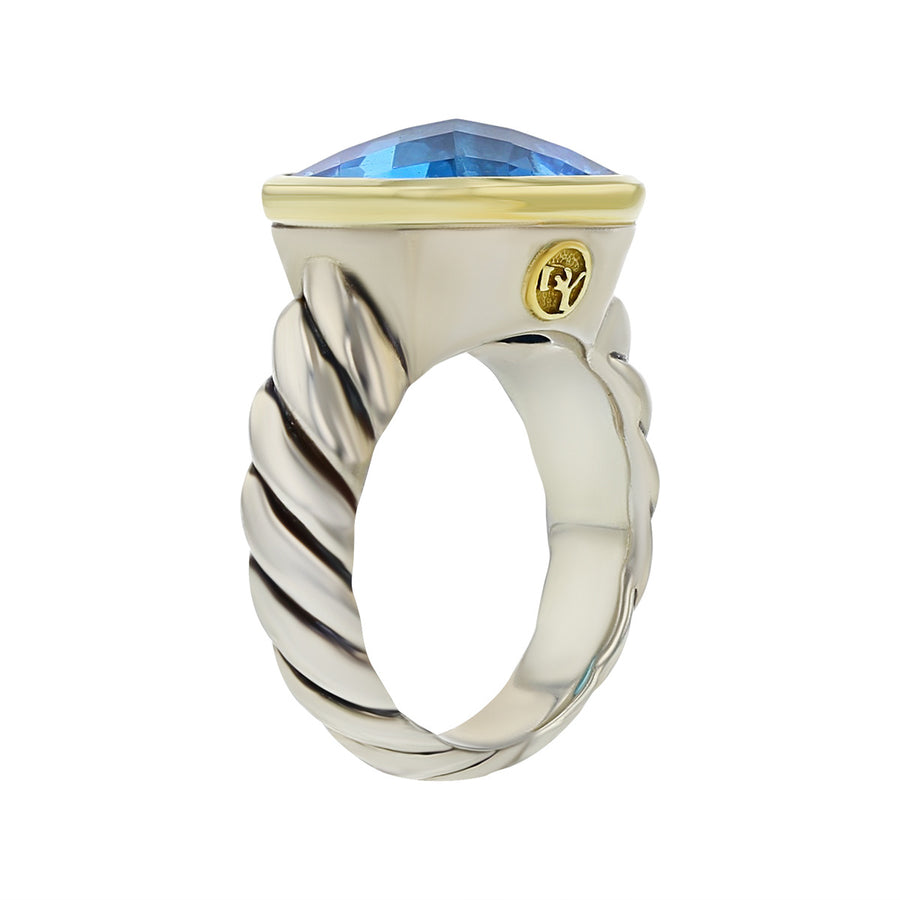 David Yurman Noblesse Ring with Blue Topaz and Gold