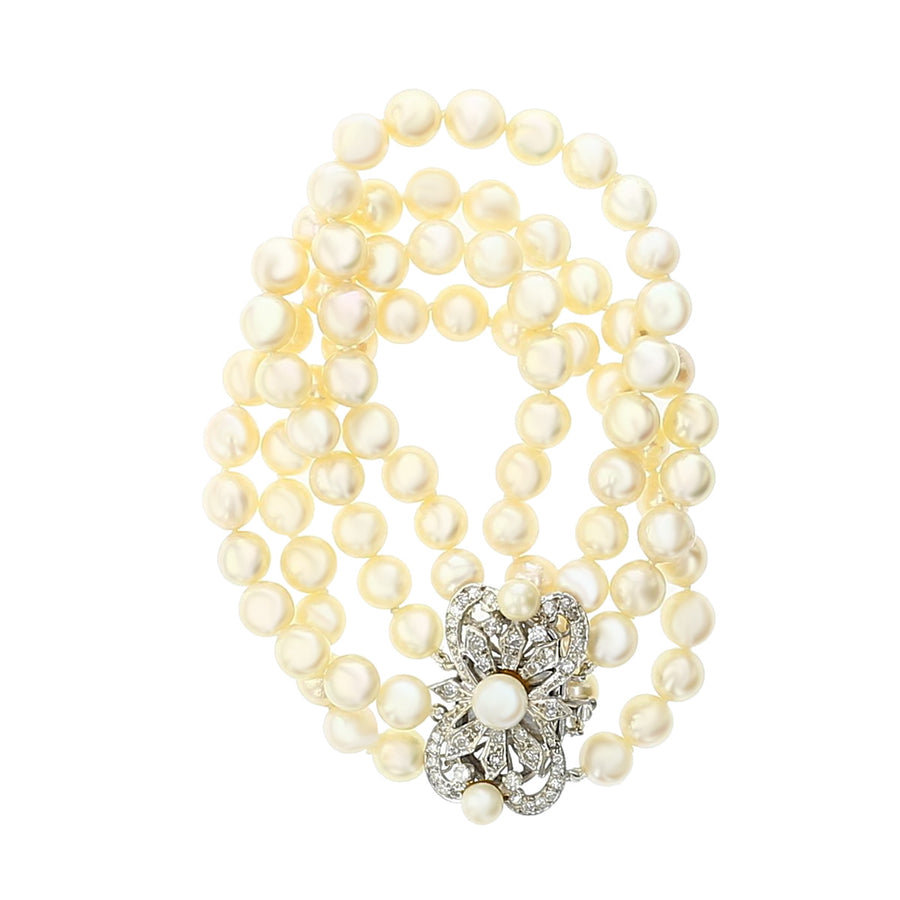 14K White Gold 4 Strand Pearl Bracelet