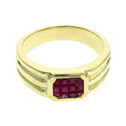 18K Yellow Gold Invisible Set Ruby Ring