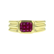 18K Yellow Gold Invisible Set Ruby Ring