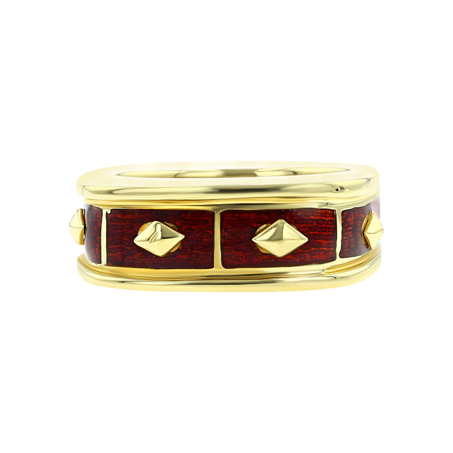 Mavito 18K Yellow Gold Red Enamel Ring