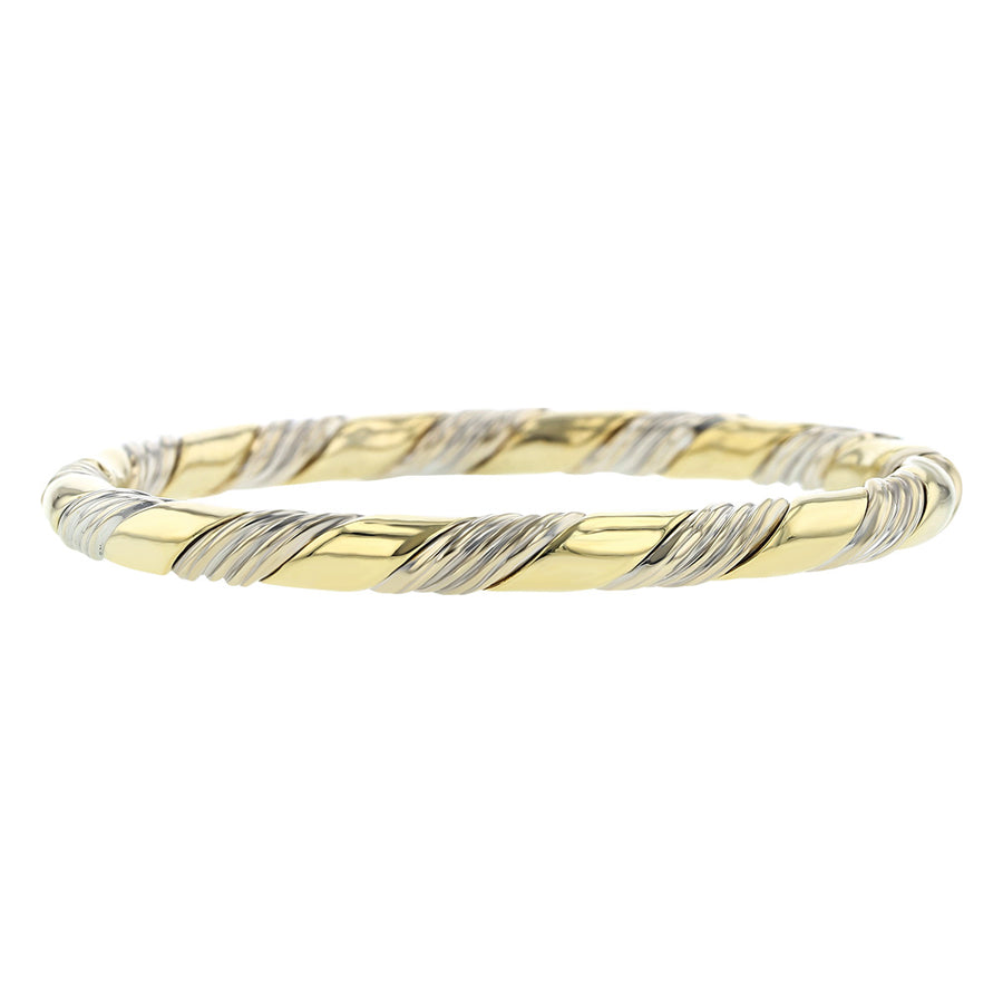 14K Yellow and White Gold Bangle Bracelet