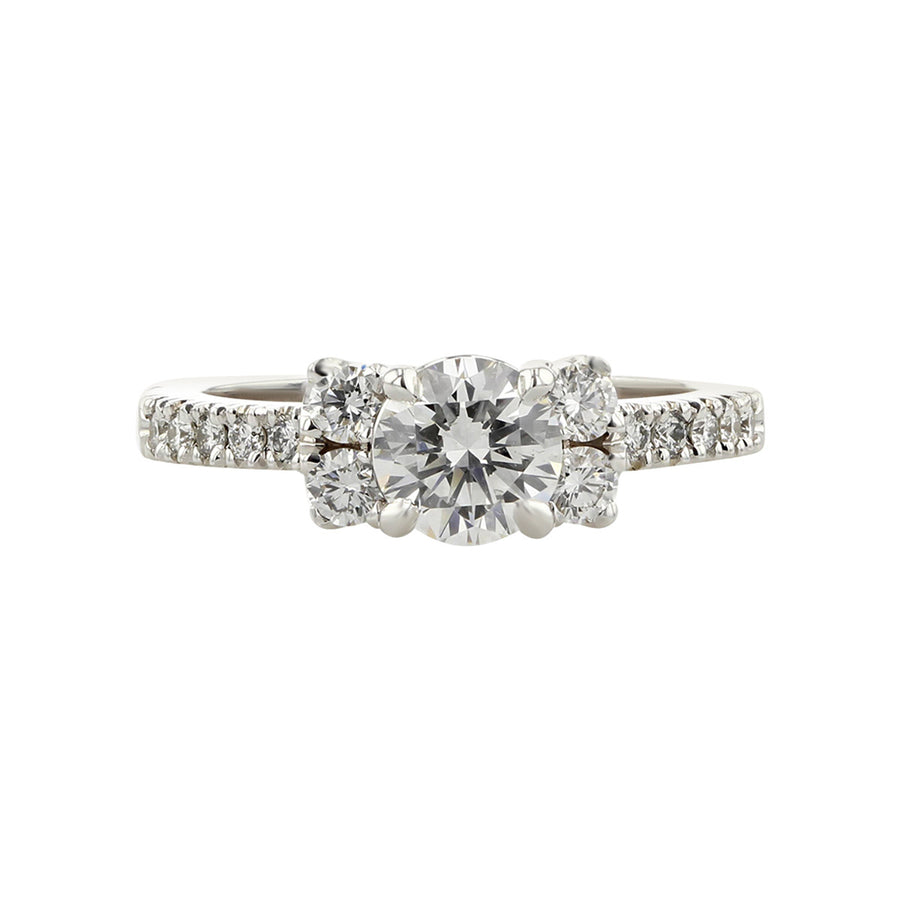 14K White Gold Fire and Ice Diamond Engagement Ring