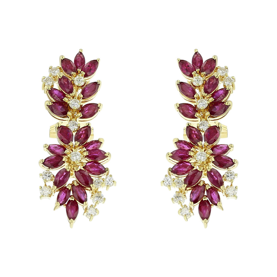 Color Blossom Earrings, Pink Gold, White Gold And Diamonds - Collections