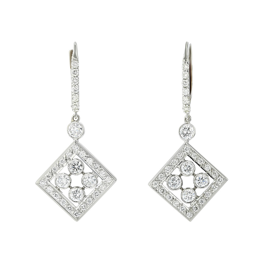 1.85-Carat Diamond 14K White Gold Drop Earrings