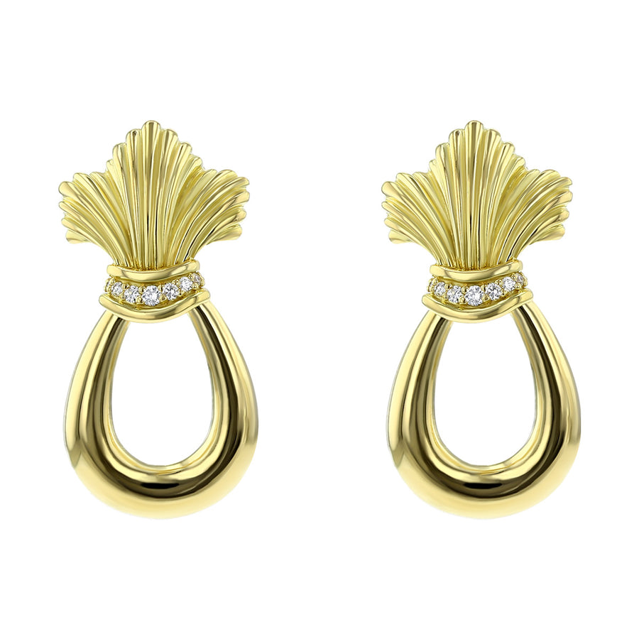 Suna 18K Yellow Gold Diamond Doorknocker Earrings