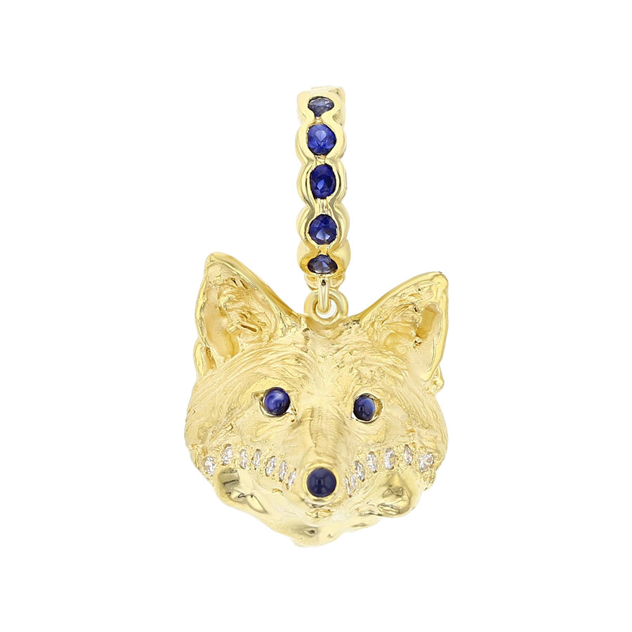 18K Yellow Gold Sapphire and Diamond Fox Pendant