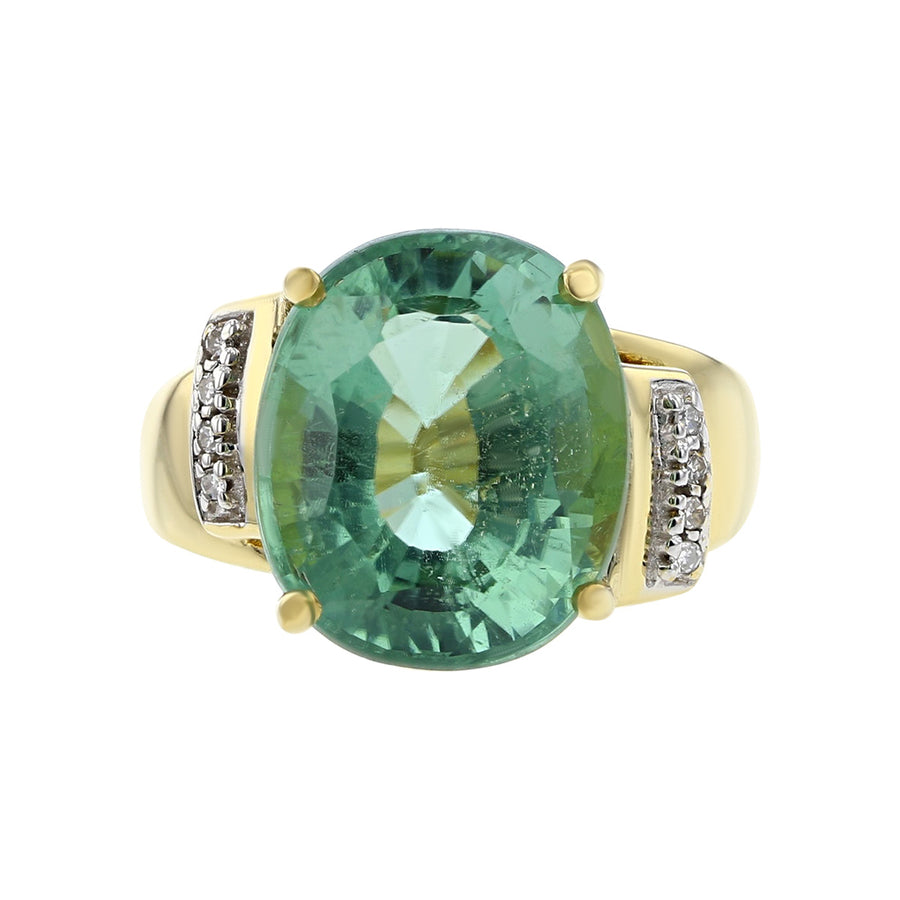 Oval Mint Green Tourmaline and Diamond Ring