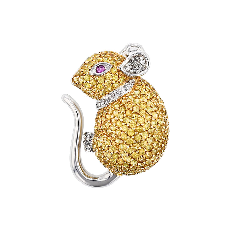 Mouse Pin with Yellow Sapphire, Pink Sapphire and Diamonds