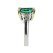 Platinum and 18K Gold Emerald 3-Stone Ring