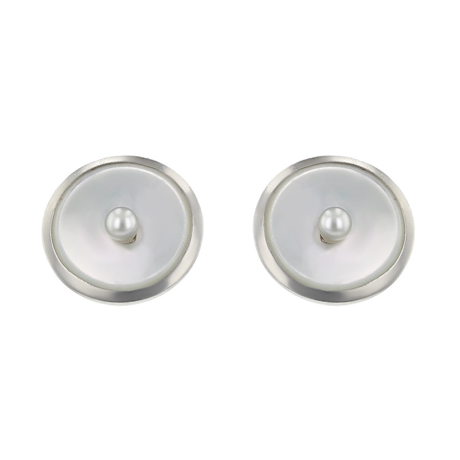Art Deco Mother of Pearl and Pearl Stud Earrings