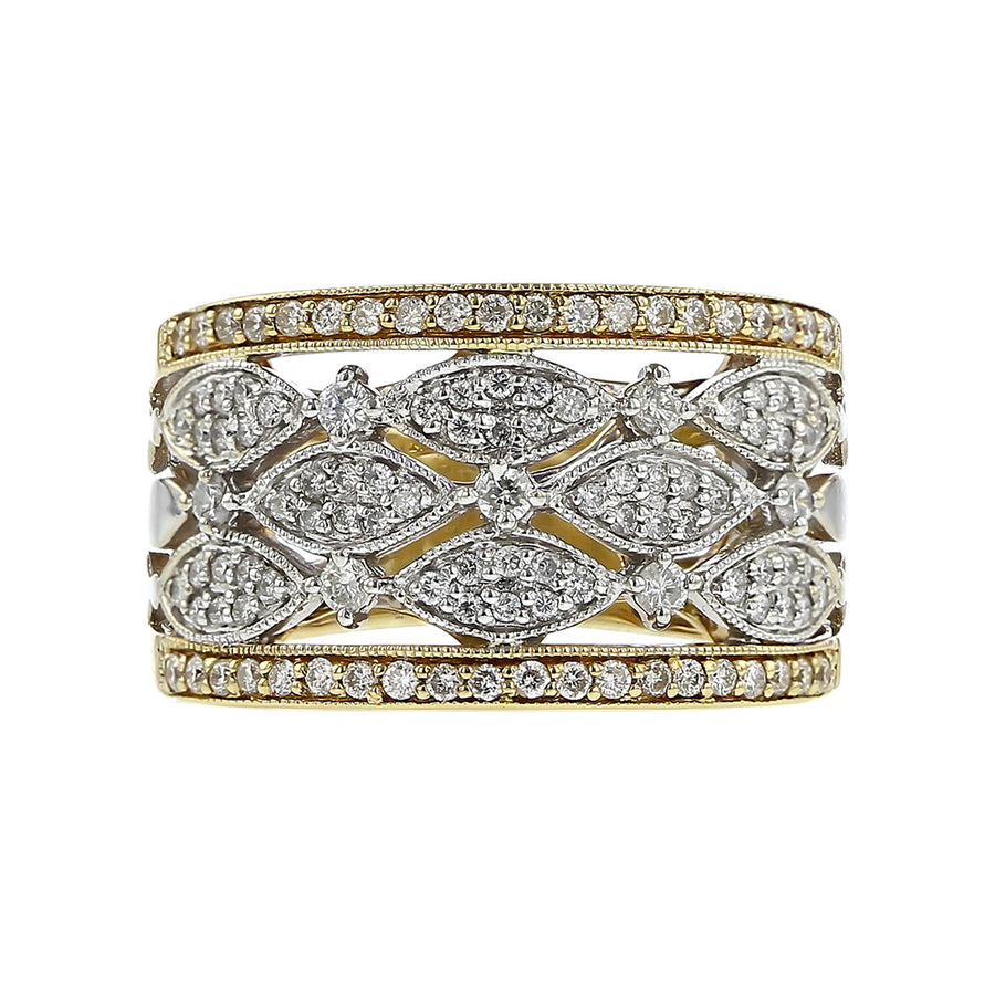 14K Yellow and White Gold Diamond Band Ring