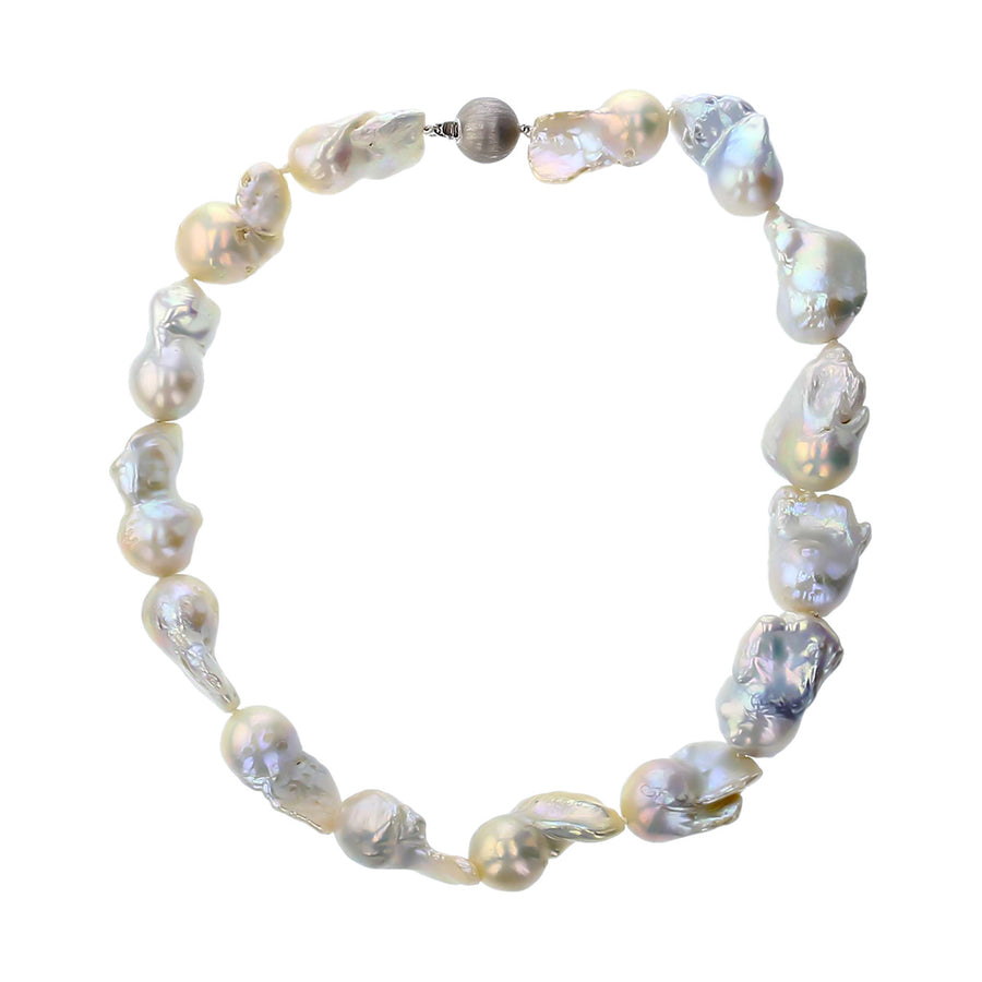 17-Inch 14K White Gold Baroque Pearl Necklace