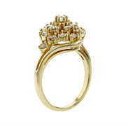 14K Yellow Gold Diamond Cluster Bypass Ring
