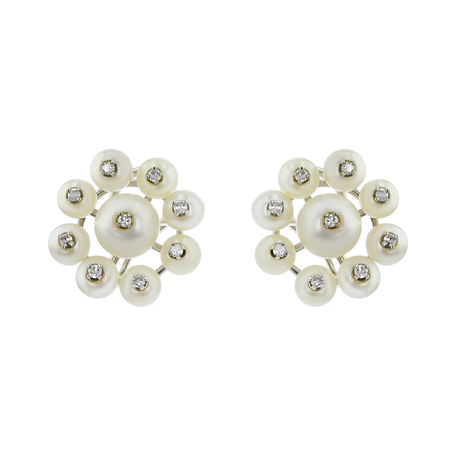 Akoya Cultured Pearl and Diamond Earrings