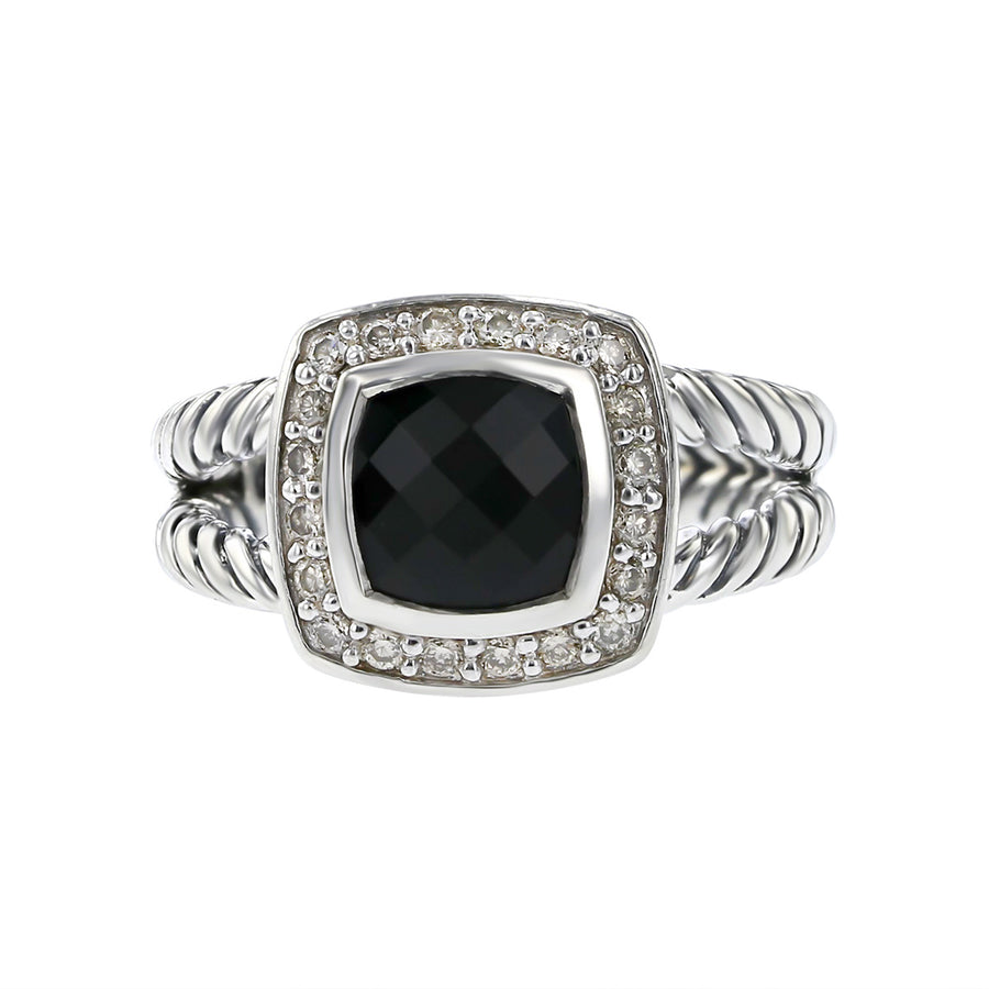 David Yurman Petite Albion Ring with Black Onyx and Diamonds