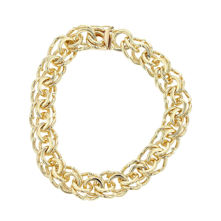 14K Yellow Gold Spiral Link Charm Bracelet