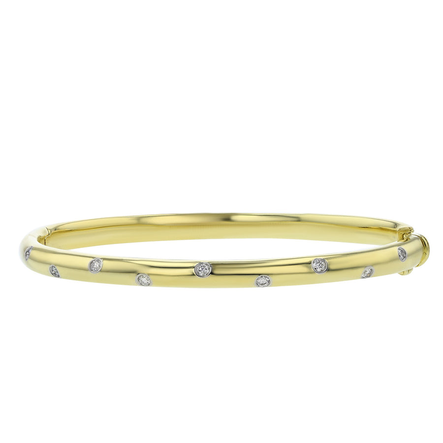 Tiffany 18K Yellow Gold Etoile Diamond Bangle Bracelet